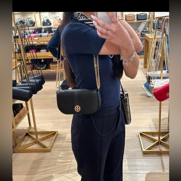 ❌SOLD❌ New Tory Burch Pebbled Leather Crossbody Bag Black - Picture 10 of 11